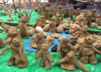 Photo of clay sculptures made by the preschool children